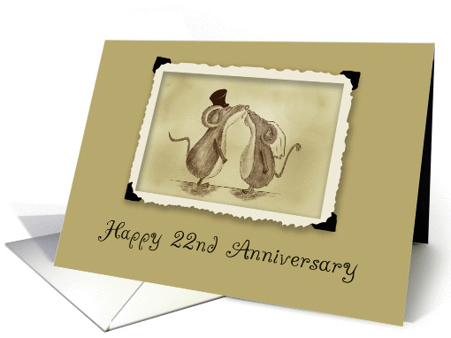 Happy 22nd Anniversary - Kissing Mice card (859624)
