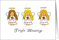 Triplets Christening Congratulations card
