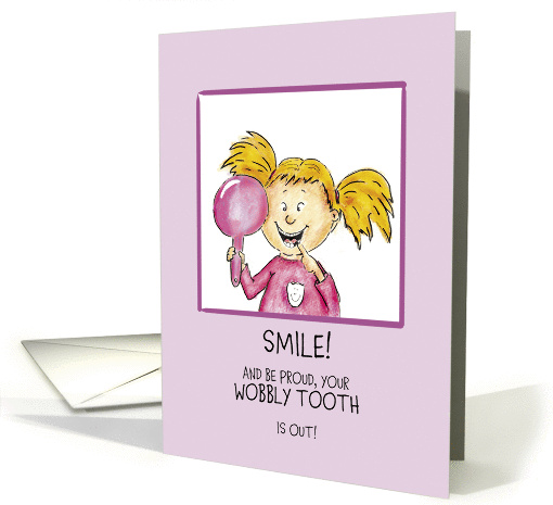 Congratulations on Losing Tooth, Child - Girl with a Loose Tooth card
