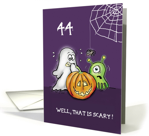 Halloween - 44th Birthday Cute scared Ghost with Pumpkin... (866372)