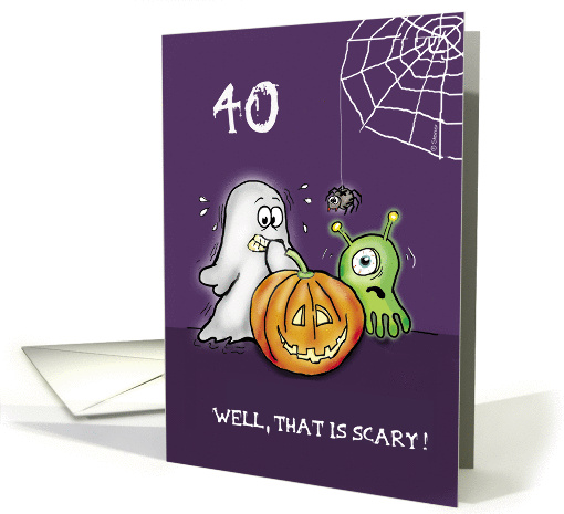 Halloween - 40th Birthday Cute scared Ghost with Pumpkin... (866376)