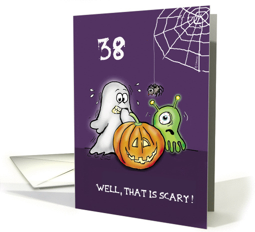 Halloween - 38th Birthday Cute scared Ghost with Pumpkin... (866378)