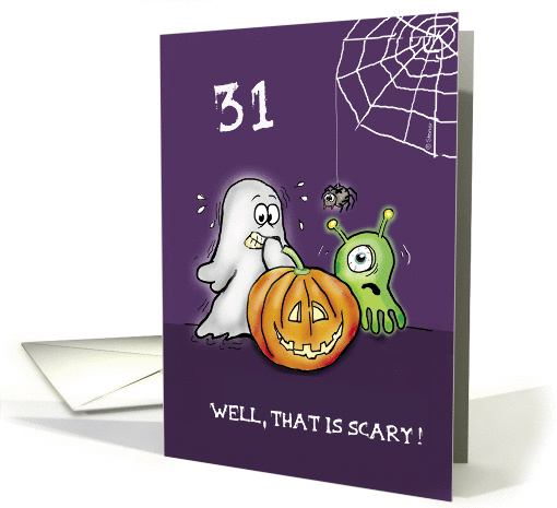 Halloween - 31st Birthday Cute scared Ghost with Pumpkin... (866386)