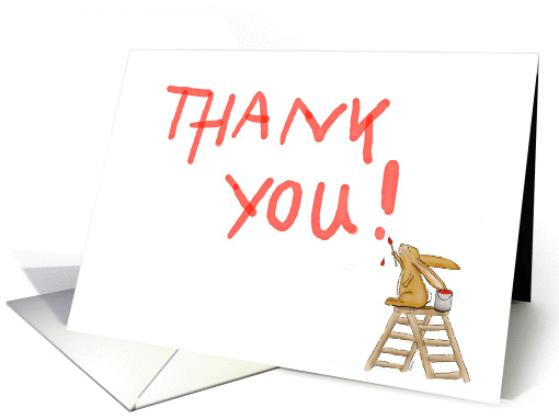 Cute Thank you from Rabbit painted on the wall card (871653)