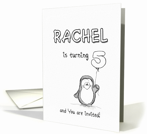 Rachel is turning 5 card (871904)
