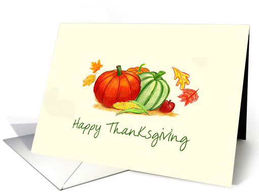 Happy Thanksgiving - Pumpkins, apples, leafs and corn card (879875)