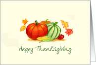 Happy Thanksgiving - Pumpkins, apples, leafs and corn card
