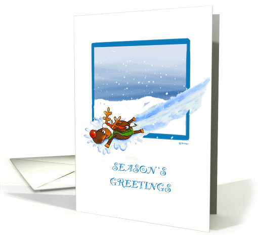 Slipping Cartoon Reindeer is sliding in the Snow card (883016)