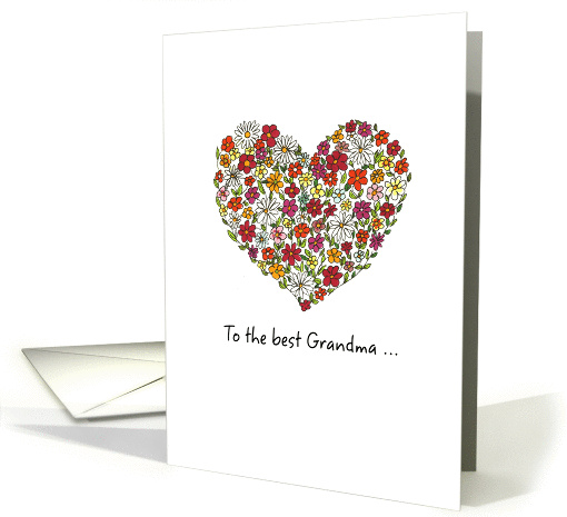 Grandma - Mother's Day, Colorful Flowers in a Heart card (892483)