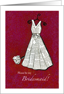Please be my Bridesmaid - red - Newspaper card