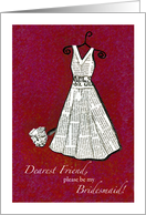 Dearest Friend - Please be my Bridesmaid! - red - Newspaper card