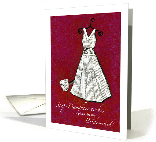 Step-Daughter-to-be - Please be my Bridesmaid! - red - Newspaper card