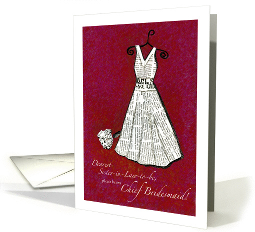 Dearest Sister in Law to be, Chief Bridesmaid! - red - Newspaper card