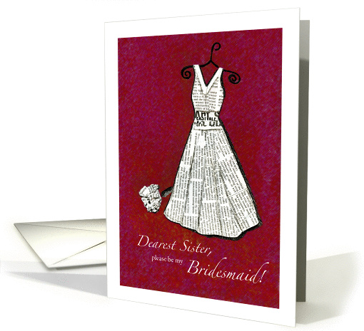 Dearest Sister, Bridesmaid - red - Newspaper card (894847)