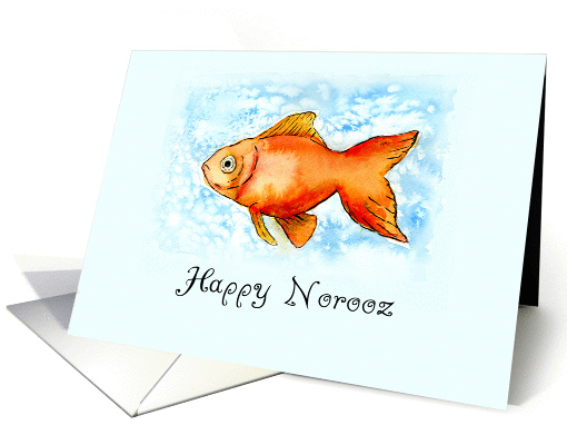 Happy Norooz - plain - Goldfish in watercolor card (903370)