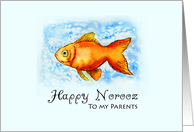 Happy Norooz to my Parents - Goldfish in watercolor card