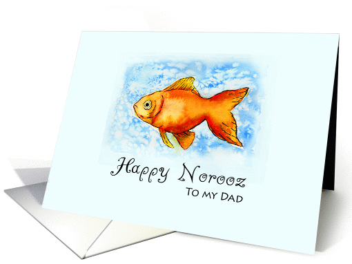 Happy Norooz to my Dad - Goldfish in watercolor card (903437)