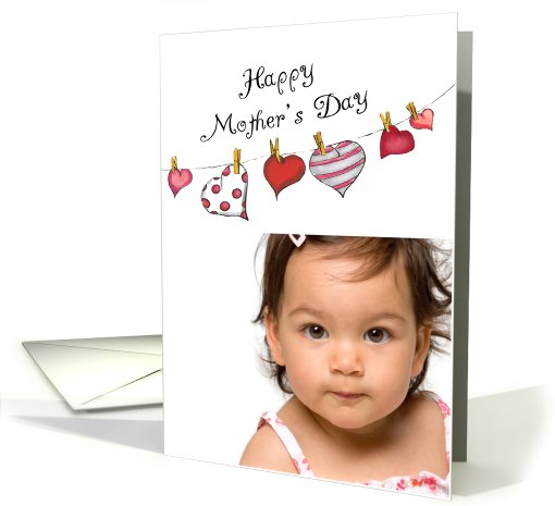 Mothers Day - Photo Card, Hearts on Clothesline card (904942)