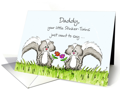 Twins - Birthday Awesome Dad of Twins with two Skunks card (905477)