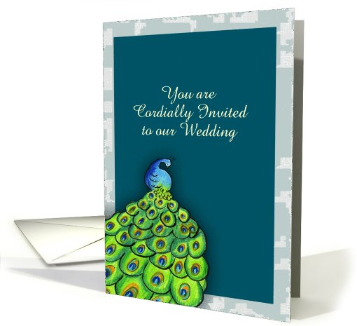 Wedding Invitation-Peacock-Dark Teal card (907223)