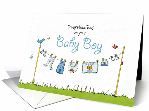 Congratulations on your Baby Boy - Cute Clothesline with... (908693)