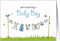 We are expecting a Baby Boy - Announcement for Boy card