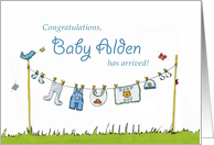 Congratulations Baby Alden has arrived! Personalized Baby Card