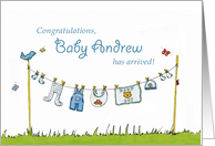 Congratulations Baby Andrew has arrived! Personalized Baby Card