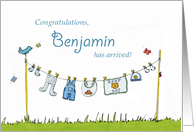 Congratulations Baby Benjamin has arrived! Personalized Baby Card