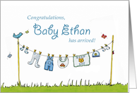 Congratulations Baby Ethan has arrived! Personalized Baby Card