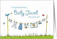 Congratulations Baby Jacob has arrived! Personalized Baby Card