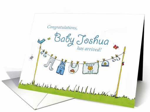 Congratulations Baby Joshua has arrived! Personalized Baby card
