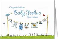 Congratulations Baby Joshua has arrived! Personalized Baby Card