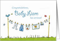 Congratulations Baby Liam has arrived! Personalized Baby Card