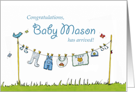 Congratulations Baby Mason has arrived! Personalized Baby Card