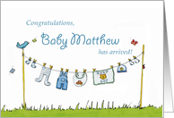Congratulations Baby Matthew has arrived! Personalized Baby Card