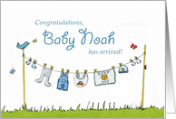 Congratulations Baby Noah has arrived! Personalized Baby Card