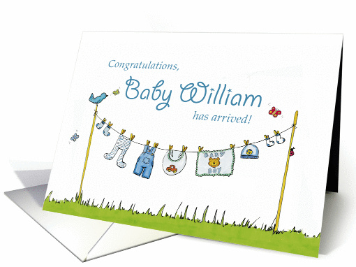 Congratulations Baby William has arrived! Personalized Baby card