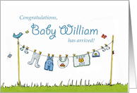 Congratulations Baby William has arrived! Personalized Baby Card