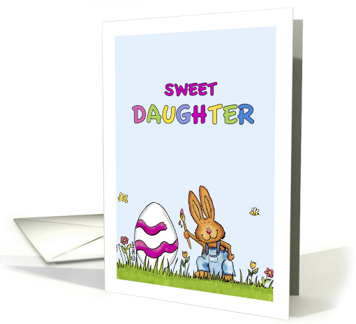 Happy Easter Daughter - Cute Bunny with Egg card (910090)