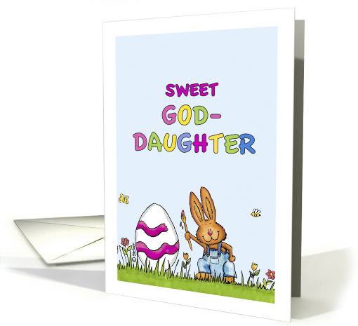 Happy Easter Goddaughter - Cute Bunny with Egg card (910091)