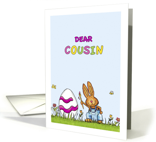 Happy Easter Cousin - Cute Bunny with Egg card (910096)