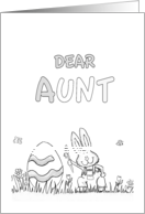 Happy Easter Aunt - coloring - Cute Bunny with Egg card