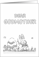 Happy Easter Godmother - coloring - Cute Bunny with Egg card