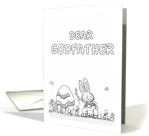 Happy Easter Godfather - coloring - Cute Bunny with Egg card (910115)