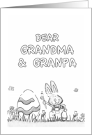 Happy Easter Grandma and Grandpa - coloring - Cute Bunny with Egg card