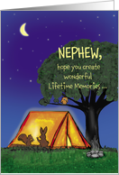 Summer Camp - Nephew - Humorous - Flashlights in Tent card