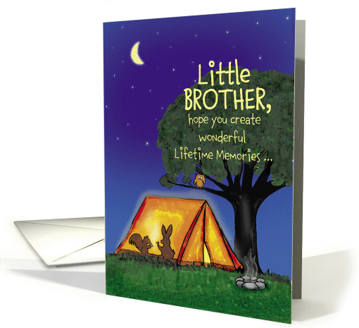 Summer Camp - little Brother - Humorous - Flashlights in Tent card