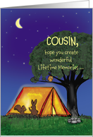 Summer Camp - Cousin - Humorous - Flashlights in Tent card
