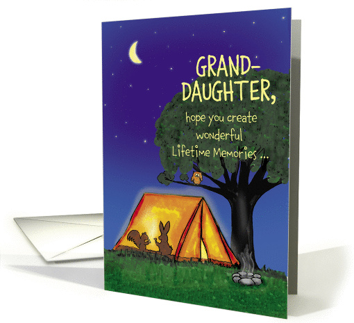 Summer Camp - Granddaughter - Humorous - Flashlights in Tent card